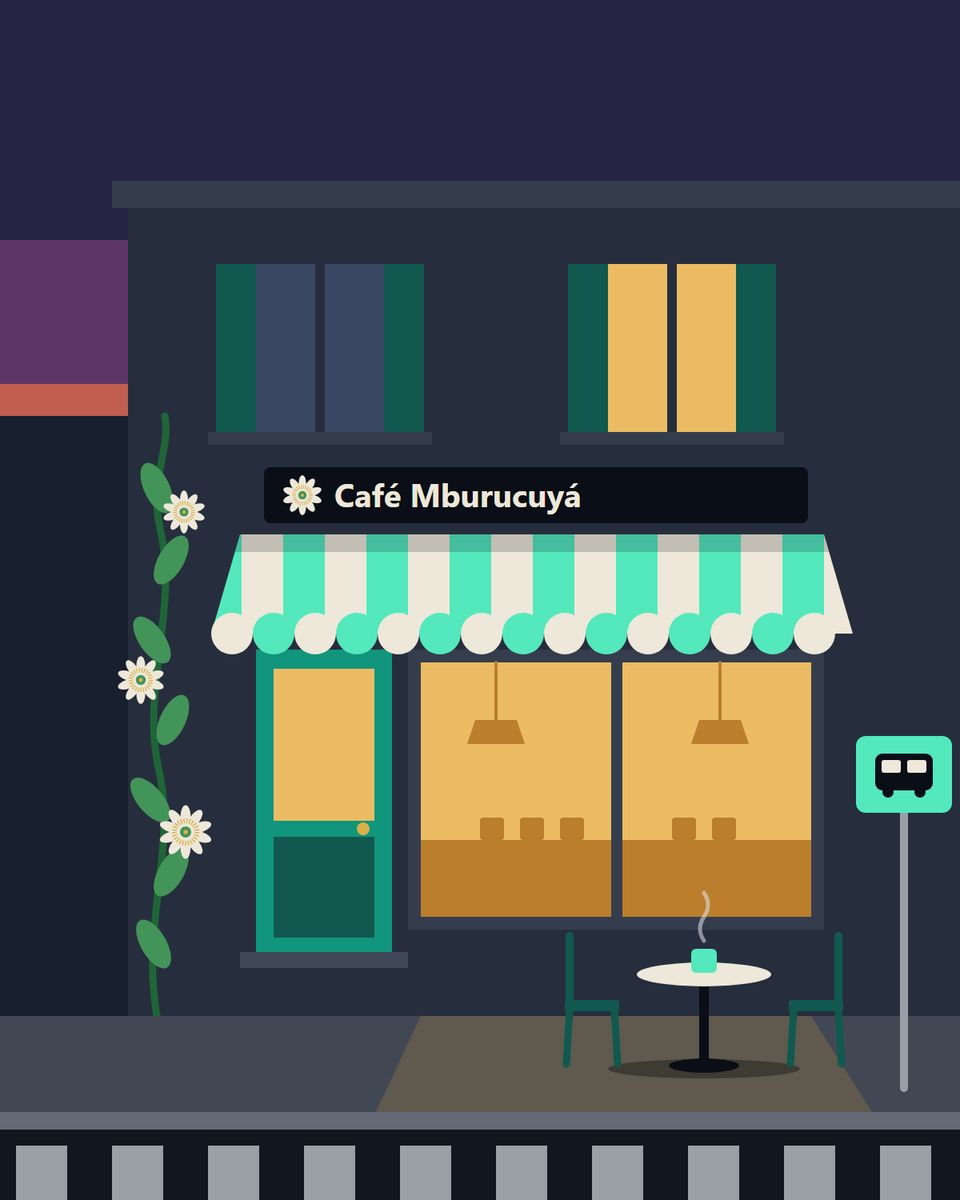 La fachada del café en una esquina del microcentro, con el toldo bajado y la mesa en la vereda
